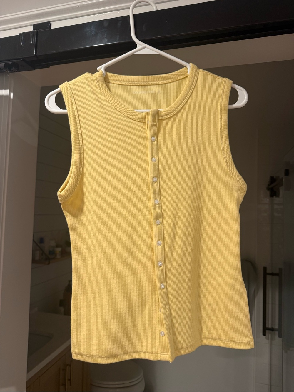 Abercrombie & Fitch Pale Yellow Button-Front Rib Tank